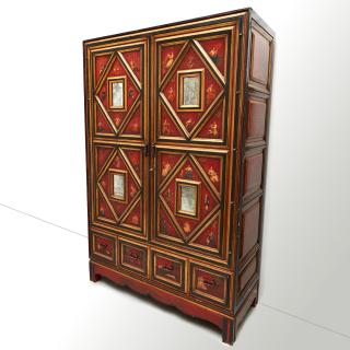 Appraisal: Spanish Colonial style paint decorated cabinet Spanish Colonial style paint