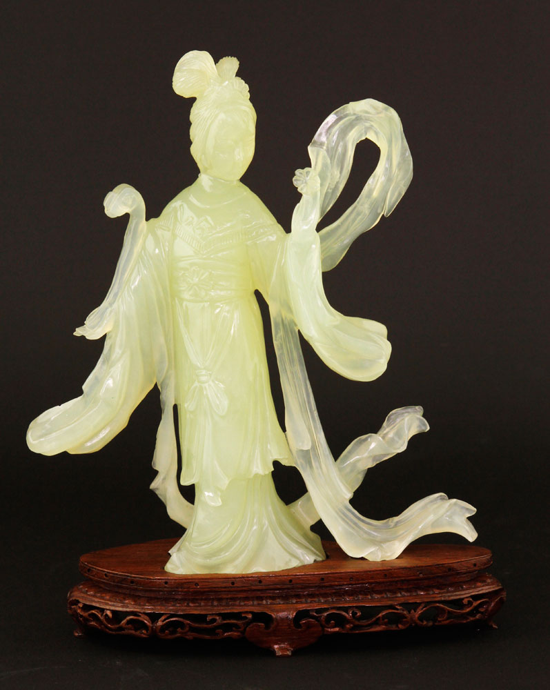 Appraisal: - Chinese Carved Guan Yin Hardstone Chinese carved Guan Yin