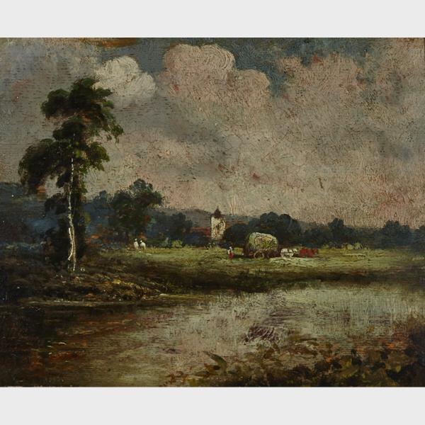 Appraisal: Follower of John Constable - HAYWAGON AND TEAM OF HORSES