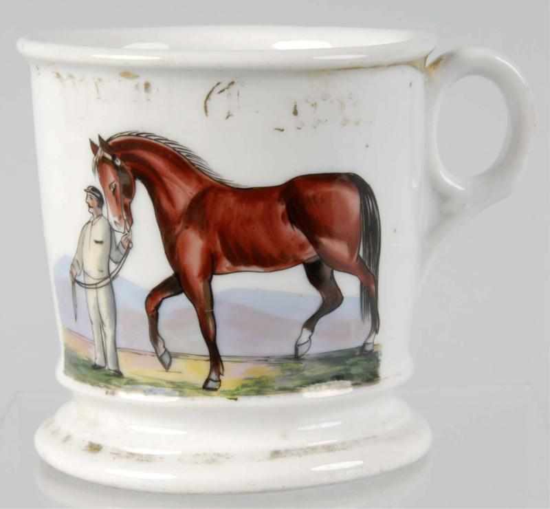 Appraisal: Horse Trainer Horse Shaving Mug Description Gilt name is illegible