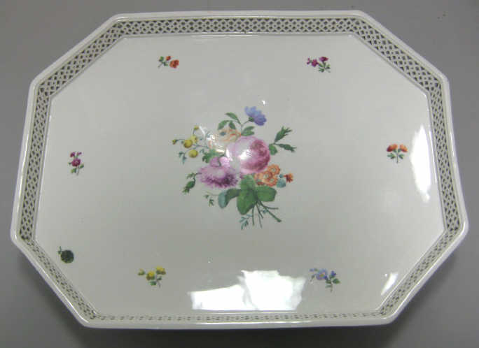 Appraisal: ROYAL VIENNA PORCELAIN MANUFACTORY Glazed porcelain octagonal galleried tray with