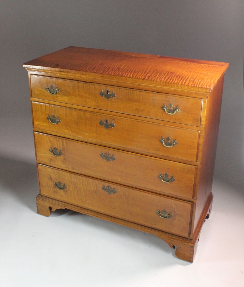 Appraisal: American Chippendale Tiger Maple Chest of Drawers circa American Chippendale