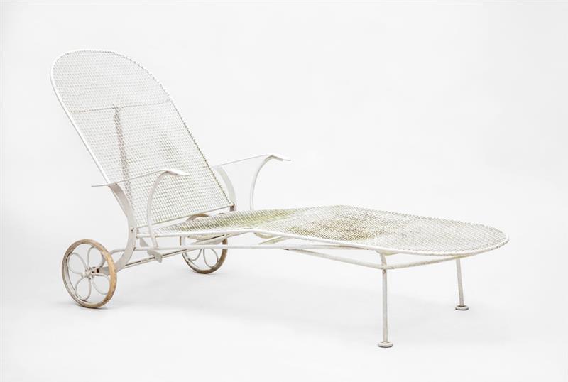 Appraisal: RUSSELL WOODARD TWO LOUNGES Painted metal and wire mesh x