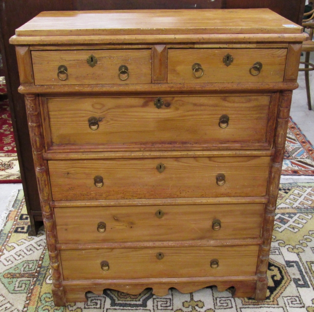 Appraisal: ANTIQUE PINE CHEST OF DRAWERS AND WALL MIRROR Continental th