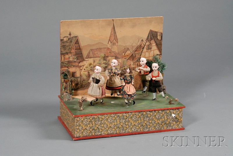 Appraisal: Musical Box with Automata by Matthes Germany the painted stage