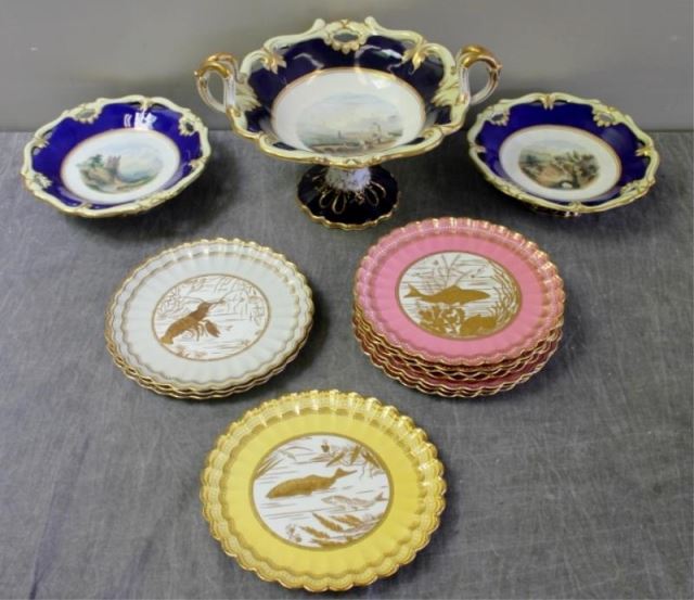 Appraisal: English Porcelain Lot Includes a piece Coalport style unmarked group