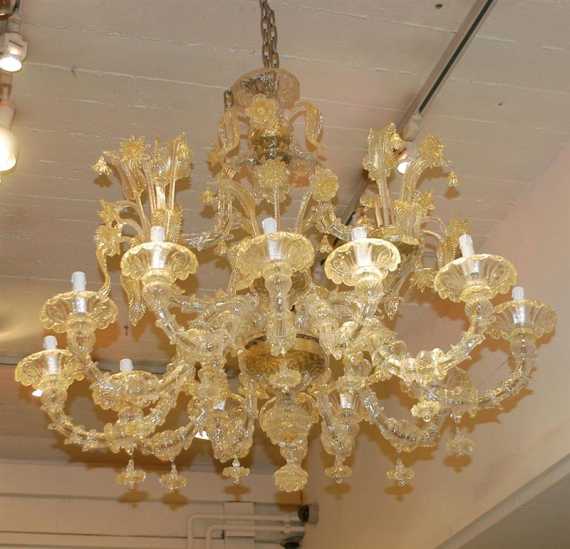 Appraisal: IMPORTANT CHANDELIER Louis XV style Murano White cut glass With