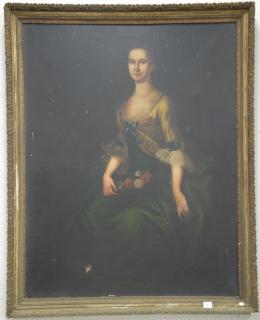 Appraisal: th century oil on canvas length portrait of a woman