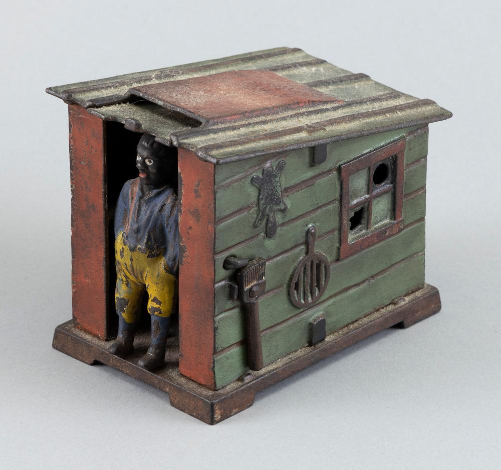 Appraisal: STEVENS CABIN MECHANICAL BANK TH CENTURY HEIGHT STEVENS CABIN MECHANICAL