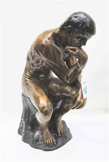 Appraisal: AFTER AUGUSTE RODIN French - BRONZE SCULPTURE ''Le Penseur ''