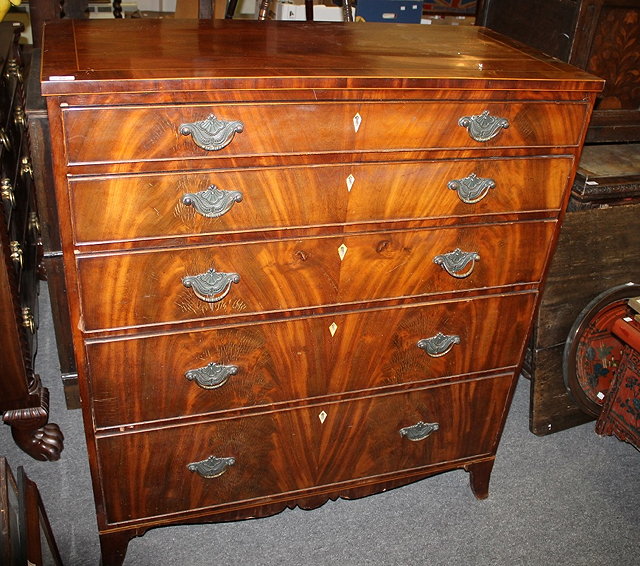 Appraisal: A TH CENTURY MAHOGANY AND INLAID STRAIGHT FRONT CHEST of