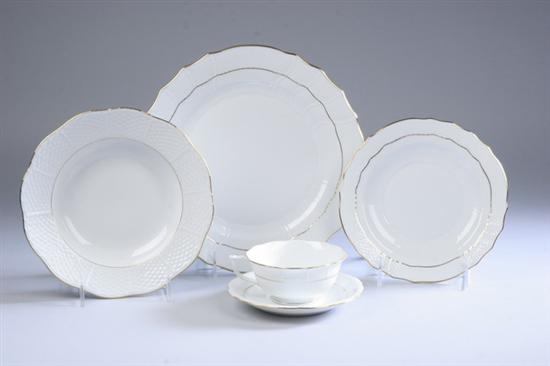 Appraisal: -PIECE HEREND PORCELAIN PARTIAL DINNER SERVICE HER light basketweave pattern