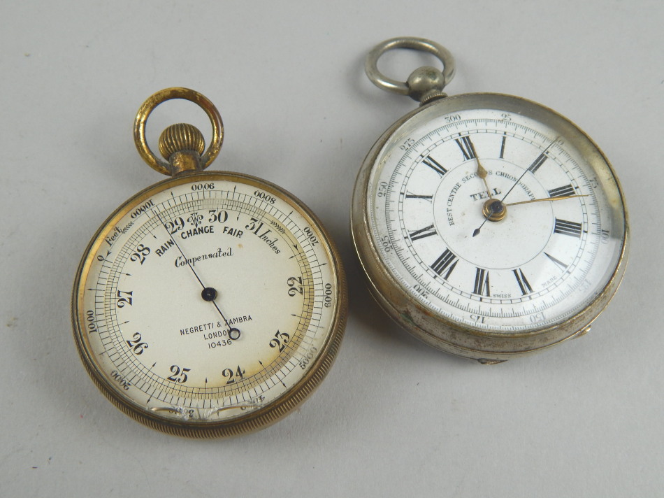 Appraisal: A Negretti and Zambra pocket barometer in gilt metal case