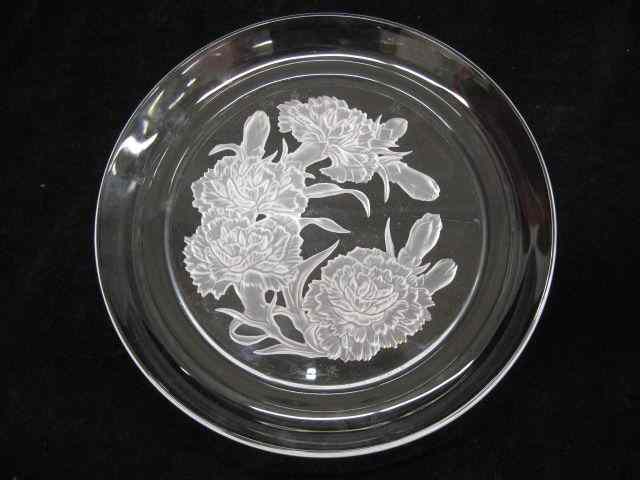 Appraisal: Daum French Crystal Plate intaglio frosted floral '' signed excellent