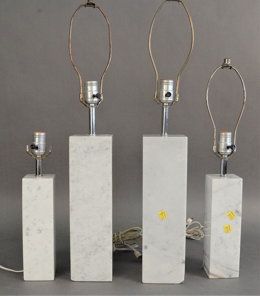 Appraisal: Two Pairs of Mid-century Marble Table Lamps possibly Knoll heights