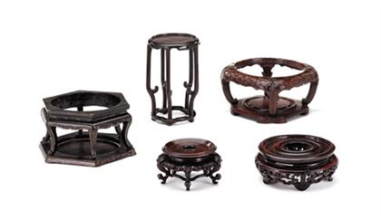 Appraisal: Fine collection of twenty-six hardwood softwood and lacquer stands th