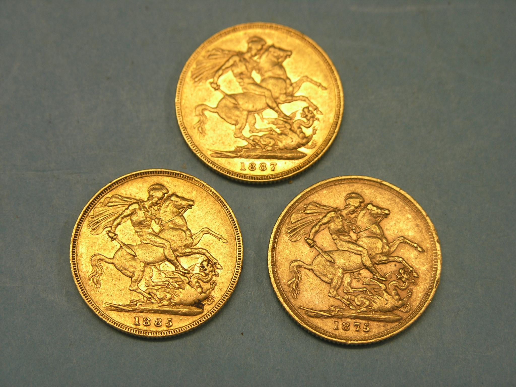 Appraisal: Three Victorian gold Sovereigns all Melbourne mint