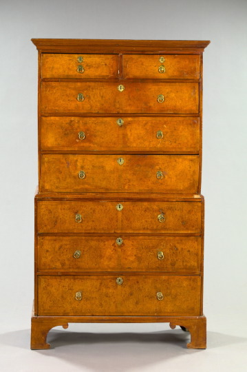 Appraisal: George III Walnut and Mahogany Chest-on-Chest fourth quarter th century