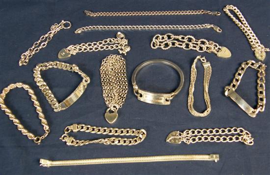 Appraisal: Fifteen silver bracelets marked ' ' or 'Sterling' oz