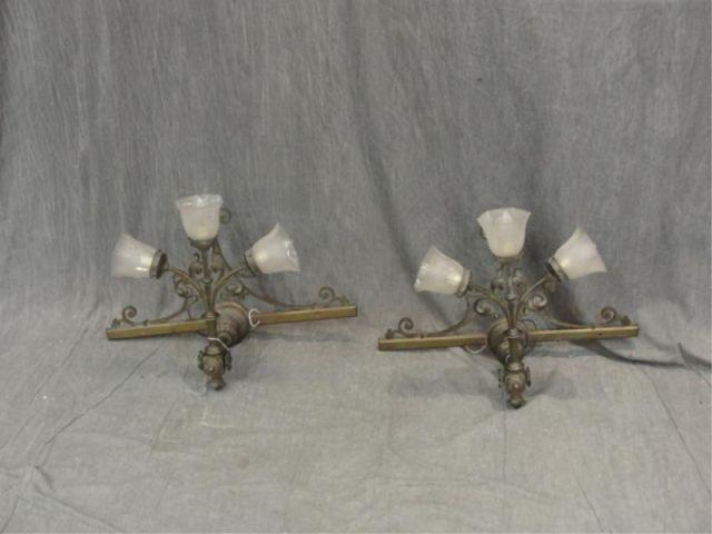 Appraisal: Pair of Large Victorian Gilt Metal Scones From a Mamaroneck