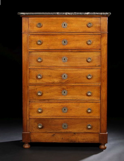 Appraisal: Louis Philippe Fruitwood and Marble-Top Semainier second quarter th century