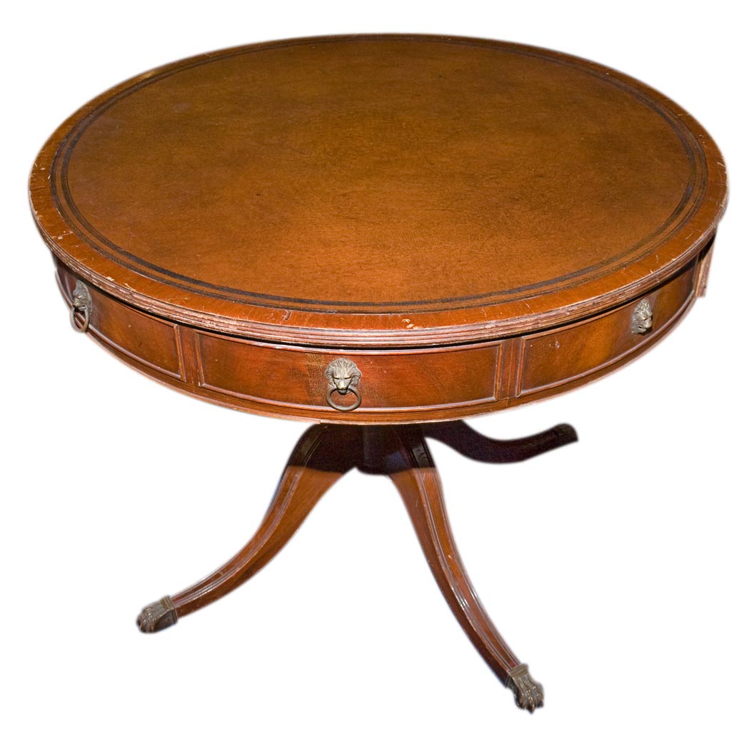 Appraisal: George III Style Mahogany Drum Table Height inches diameter inches