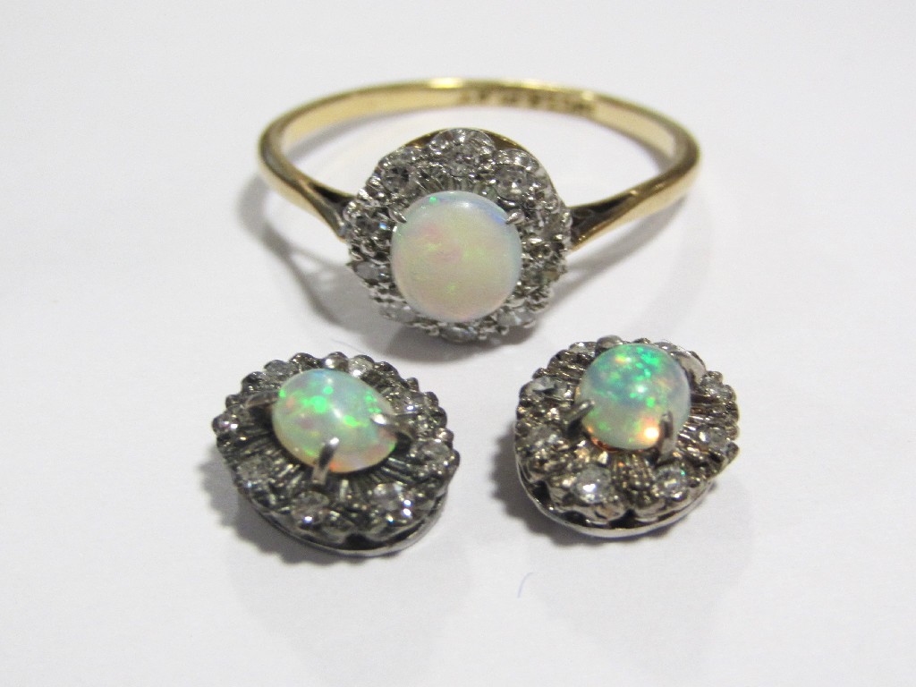 Appraisal: An Edwardian ct gold and platinum opal and diamond cluster