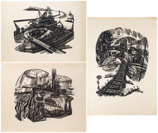 Appraisal: A GROUP OF THREE WOODCUT PRINTS BY JAROSLAV LUKAVSKY CZECH