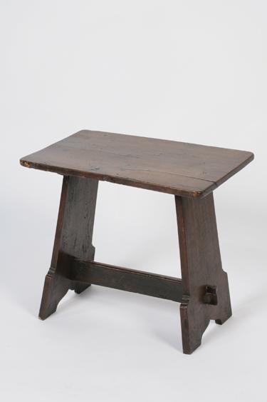 Appraisal: A GEORGE III STYLE OAK JOINED STOOL with a rectangular