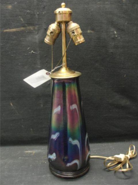 Appraisal: Art Glass Vase as a Lamp From a New Rochelle