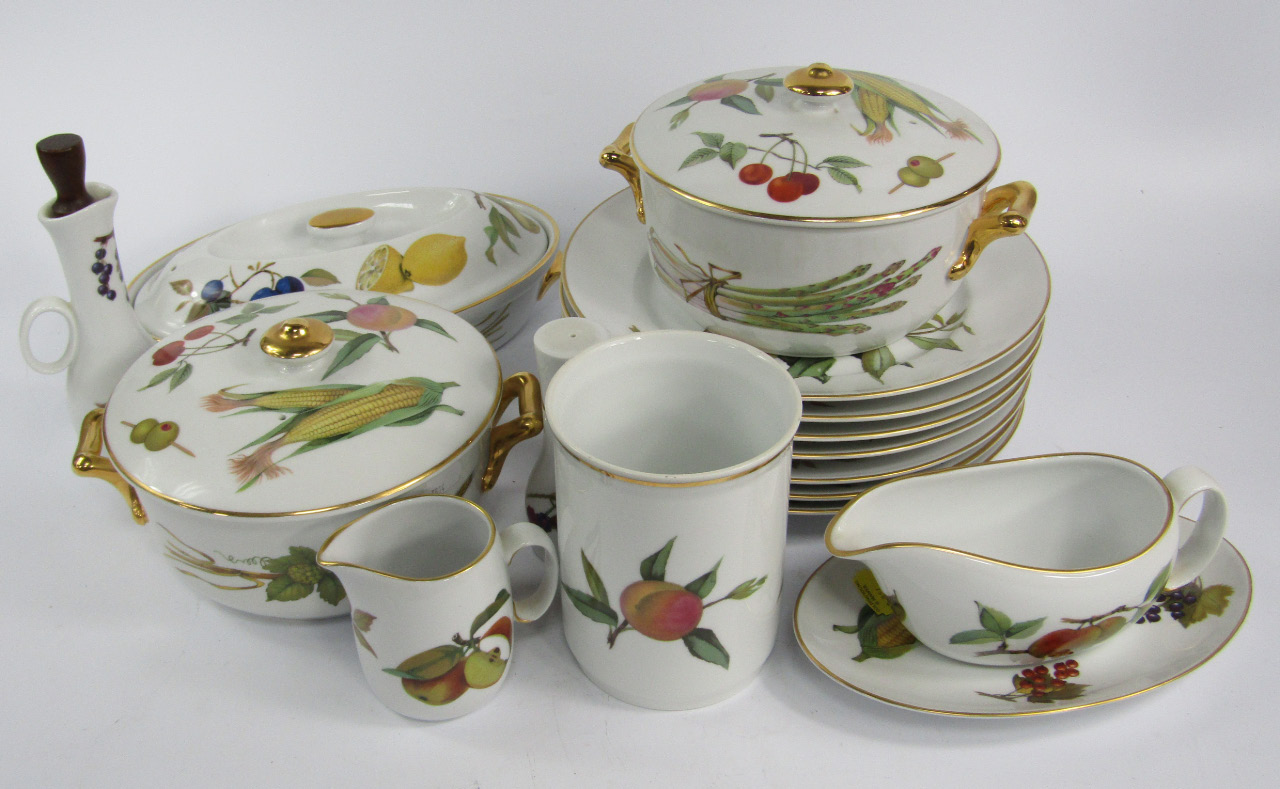 Appraisal: Royal Worcester porcelain decorated in the Evesham pattern comprising oval