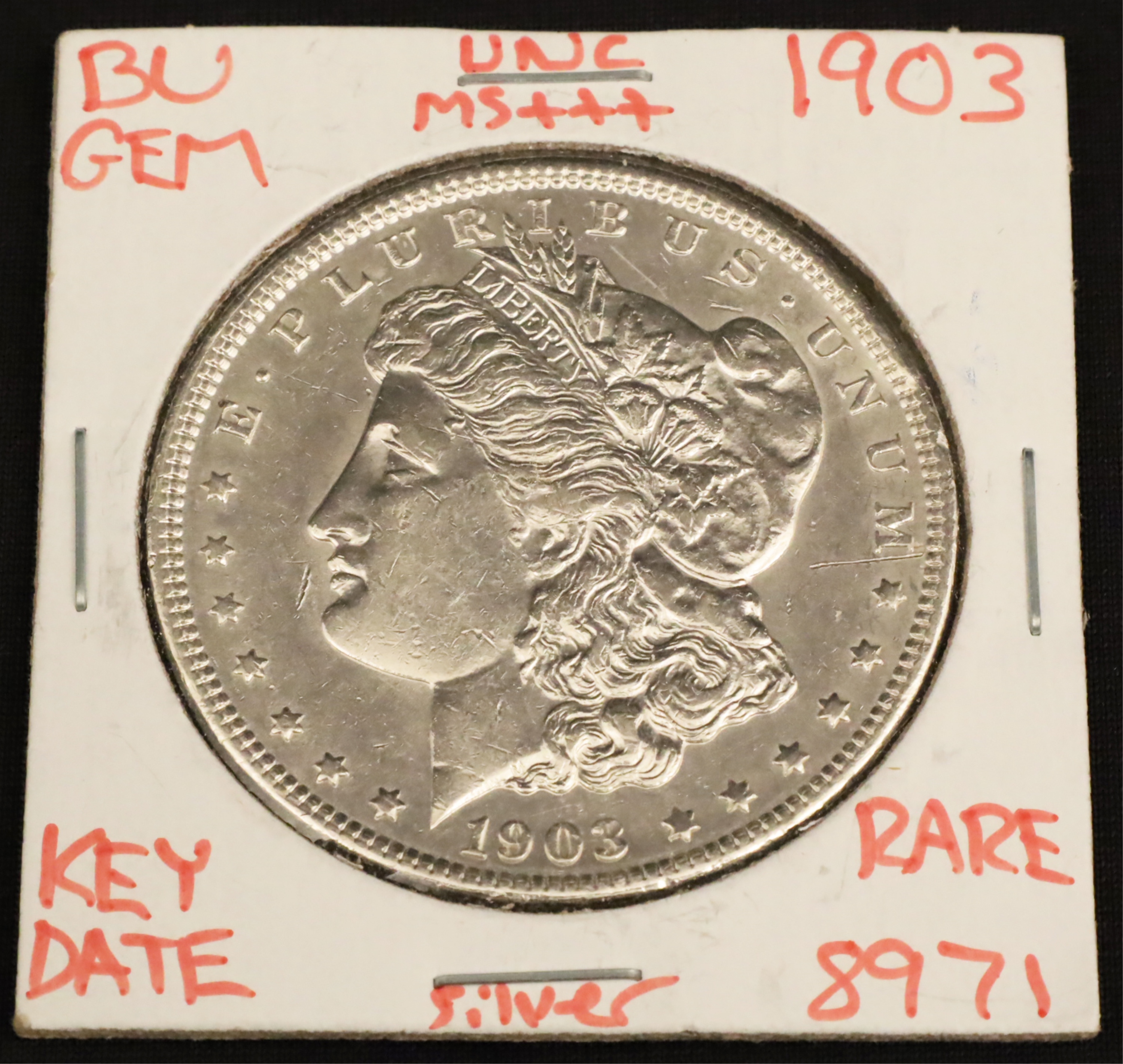 Appraisal: BU MORGAN SILVER DOLLAR BU Morgan Silver Dollar marked on