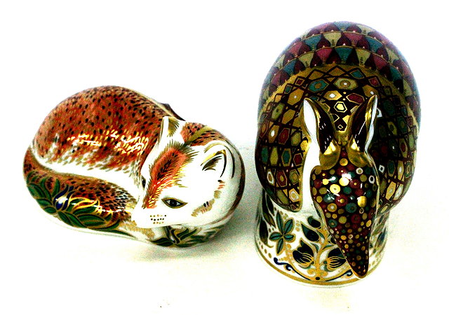 Appraisal: TWO ROYAL CROWN DERBY IMARI PATTERN PAPERWEIGHTS including the armadillo