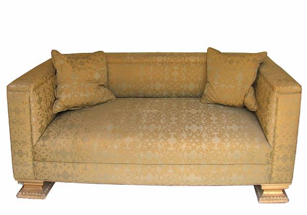 Appraisal: An Italian upholstered settee with giltwood feet height in width