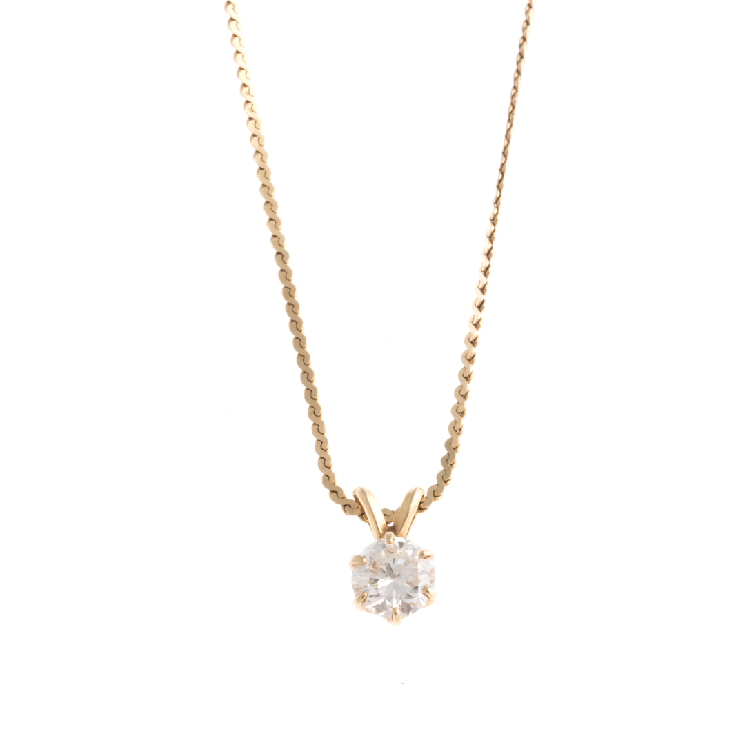 Appraisal: A Lady's Diamond Solitaire Pendant in Gold K yellow gold