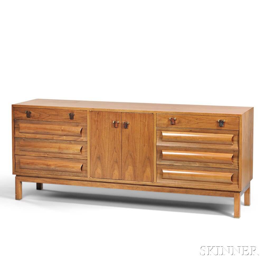 Appraisal: Edward Wormley for Dunbar Credenza Walnut brass Berne Indiana c