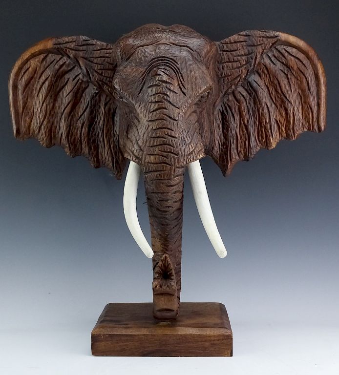 Appraisal: Carved Wooden African Elephant Animal Sculpture Large carved African elephant