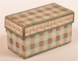 Appraisal: Antique Rectangular Wall Paper Trinket Box Blue cranberry and white