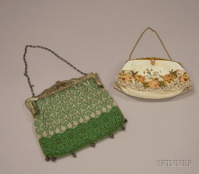 Appraisal: Two Art Deco Beaded Purses one Whiting Davis green and