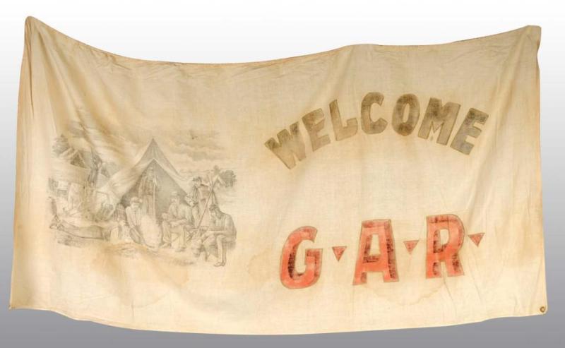 Appraisal: GAR Reunion Banner Description With original cords and strings for