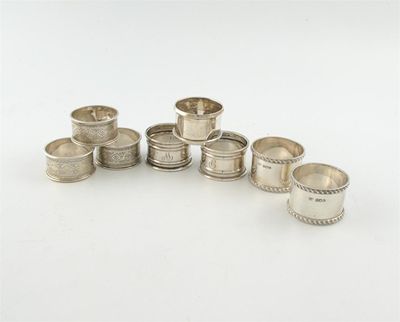 Appraisal: A quantity of silver napkin rings mixed maker's and dates