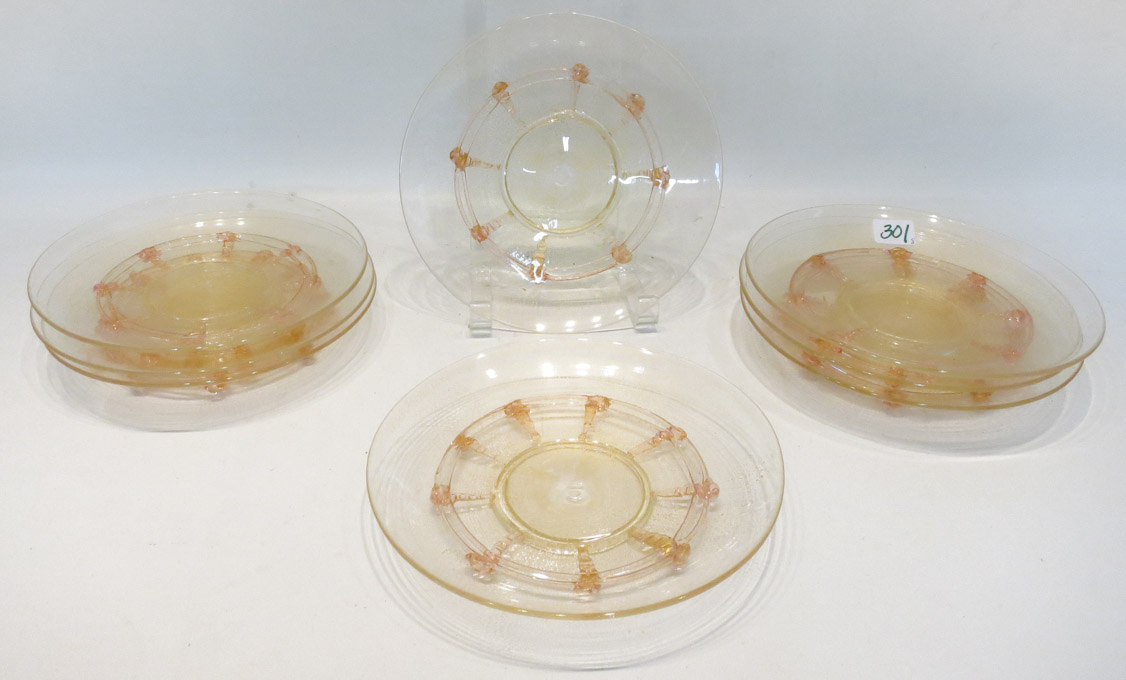 Appraisal: VENETIAN ART GLASS DESSERT PLATES attributed to Salviati with the