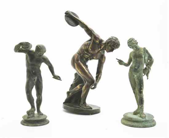 Appraisal: Three Grand Tour Bronze Figures after the Antique two depicting