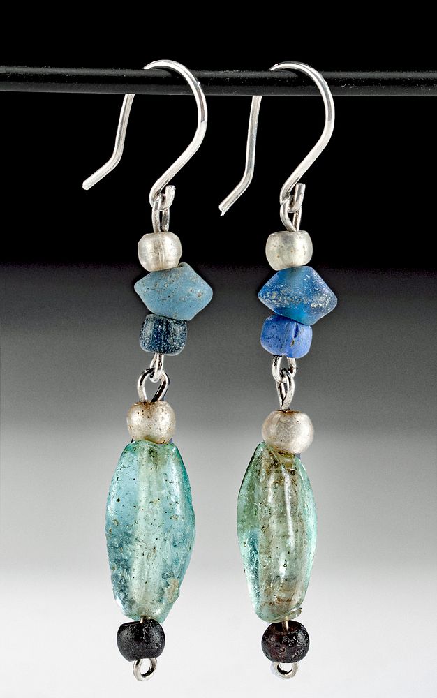 Appraisal: Wearable Roman Glass Bead Earrings Roman Imperial Period ca st