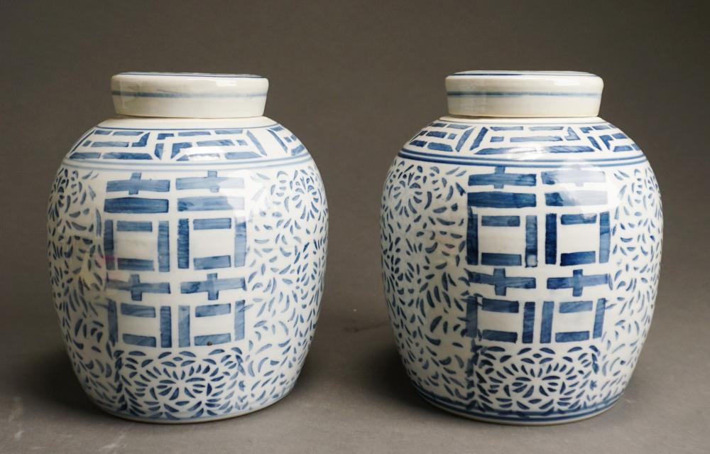 Appraisal: Pair Chinese Blue and White Porcelain Ginger Jars H in