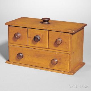 Appraisal: Maple Storage Box three drawers over one full-width drawer nailed