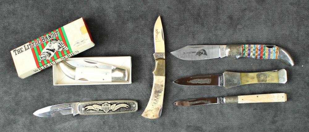 Appraisal: COLLECTION OF SIX FOLDING POCKET KNIVES Parker Cut Co Mustang