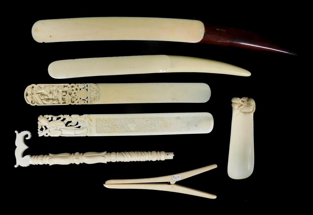 Appraisal: Ivory accessories seven pieces th C some Chinese and Japanese