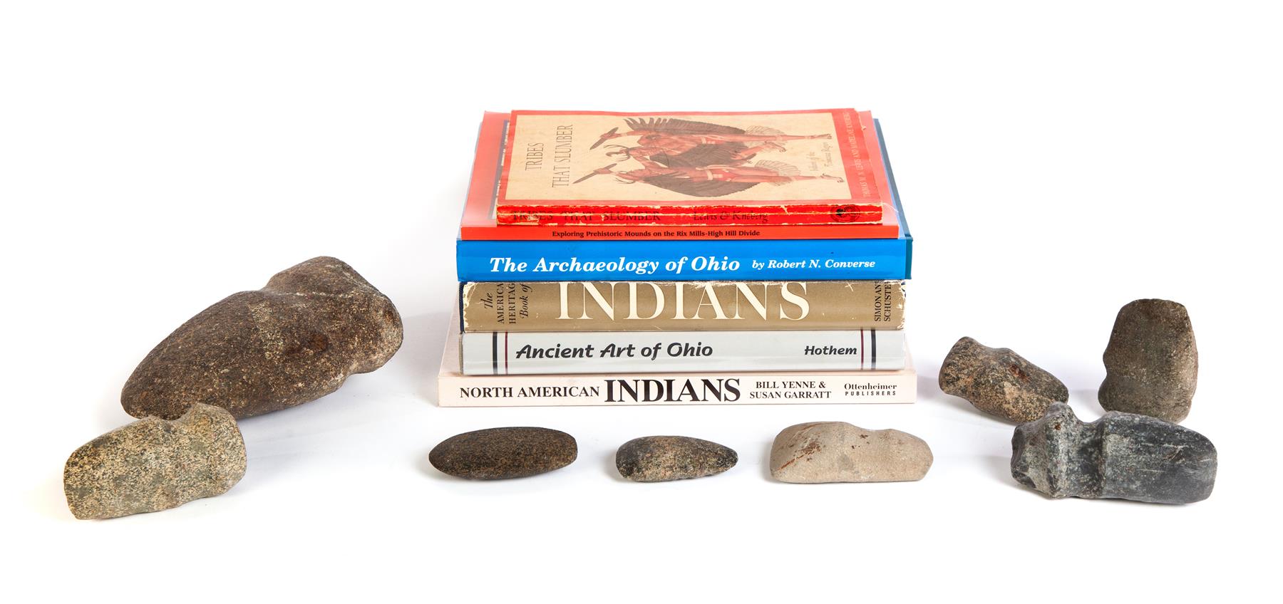 Appraisal: GROUP OF NATIVE AMERICAN ARTIFACTS AND SIX REFERENCE BOOKS