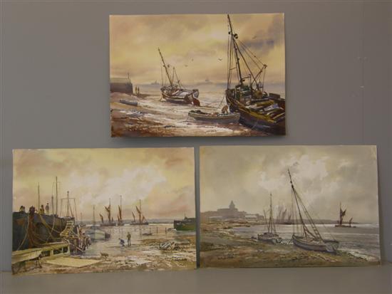 Appraisal: Keith Burtonshaw three watercolours of East Anglia Maldon Pinmill and